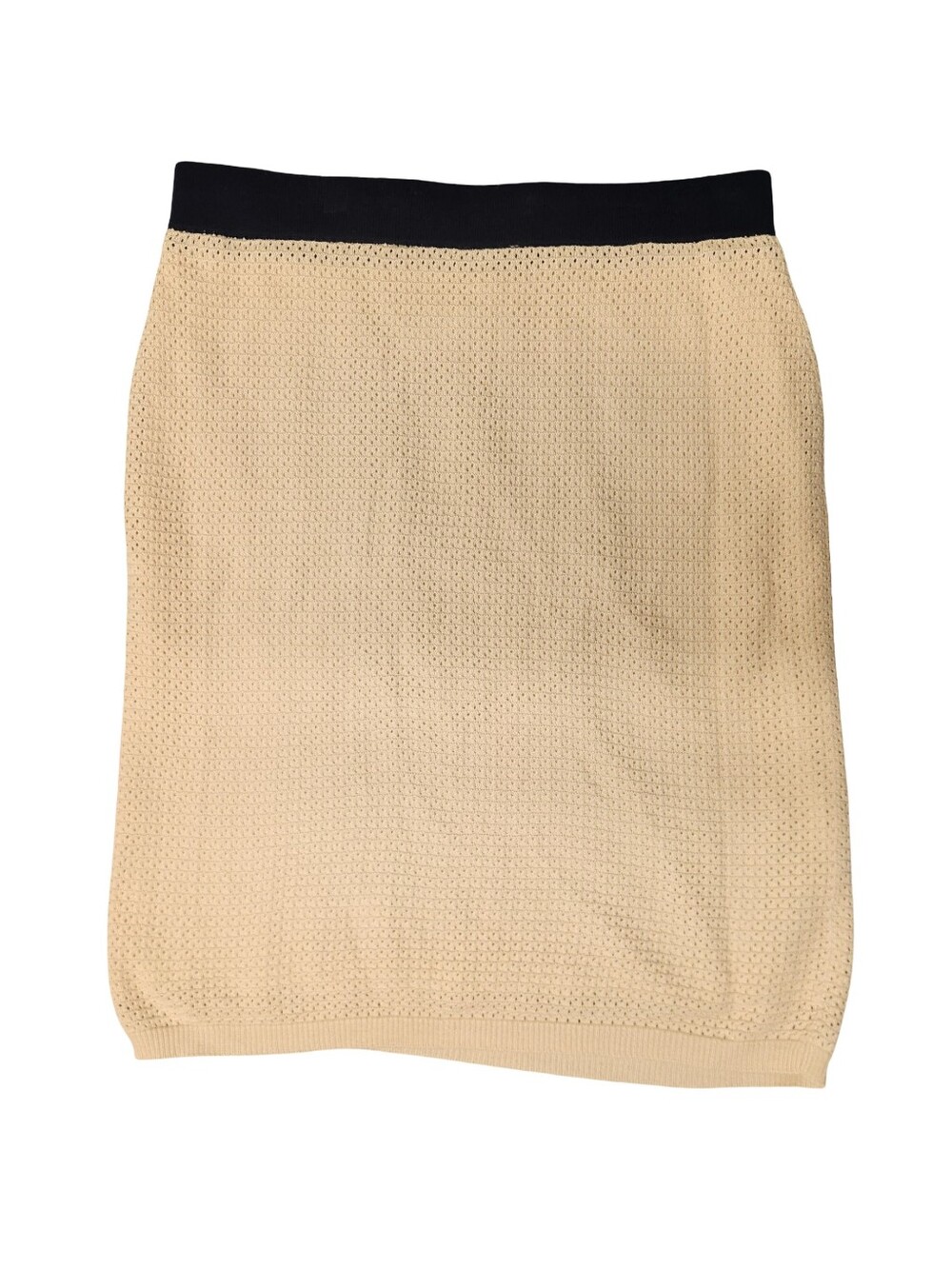 Anthropologie Flat White Cream Textured Pointelle Cotton Knit Skirt Contrast S